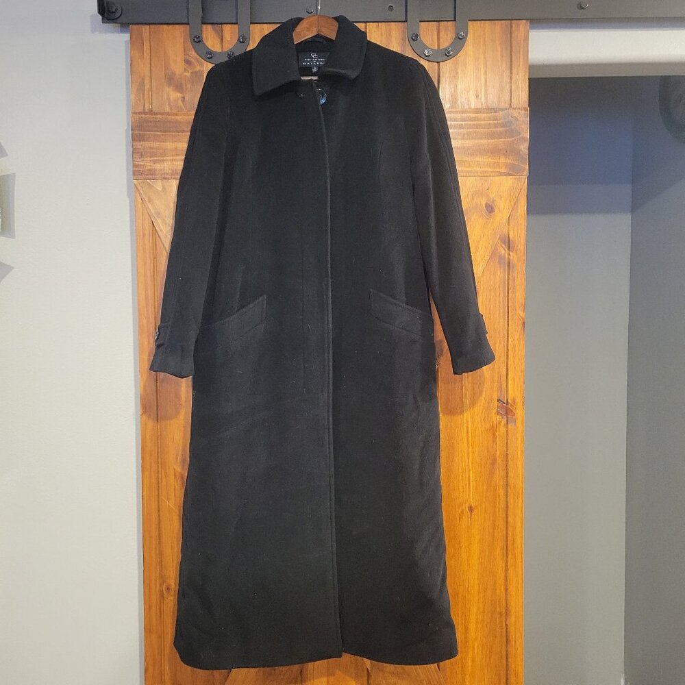 Vintage CG Collection by Gallery Long Black Wool Trench Coat Women’s 8, Winter